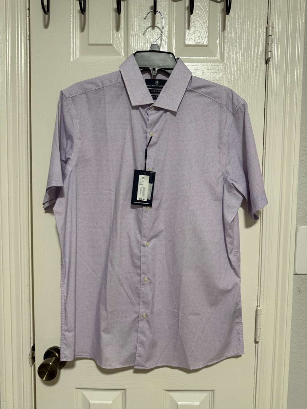 Hart Schaffner Marx Light Lavender Short-Sleeve Dress Shirt